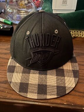 Oklahoma City Thunder Snapback Hat Plaid Bill Black OKC NBA Adjustable Cap